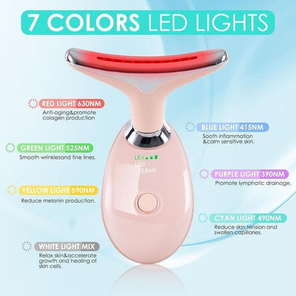 Facial Massager, Anti-Wrinkle Face and Neck Vibrating Aesthetic Treatment with LED Light